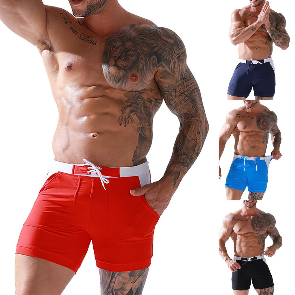 Men's Swimming Trunks Solid Color Slim Fit Beach Surf Casual Sports Shorts