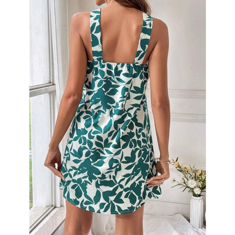 Dámské letní a jarní květinové vzory, bez rukávů, volný pas, ležérní šaty