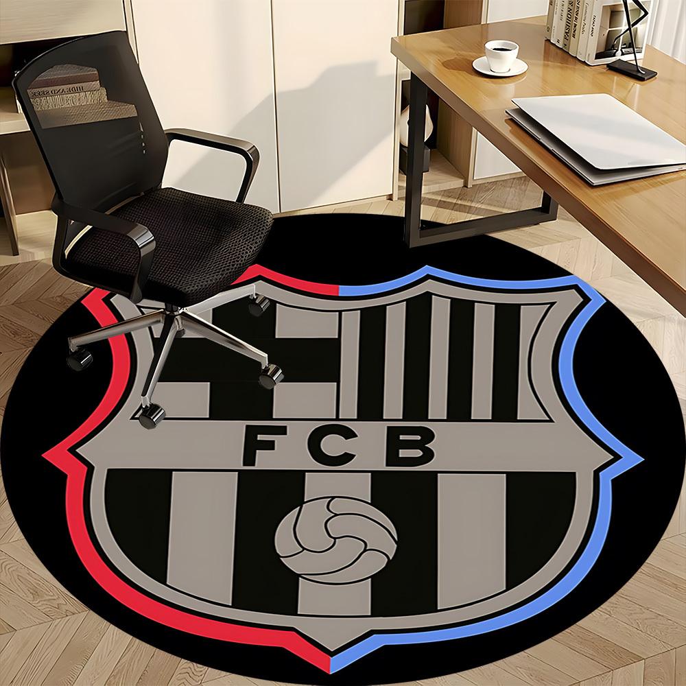 1PC Barcelona Football Club Office Round Rug, Non-slip, Soft and Durable Office Rug for Interior Decoration, Perfect for Office, Beautiful Decoration