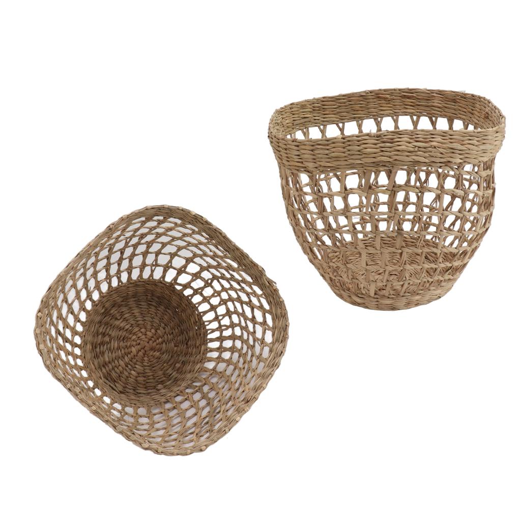 2 STÜCK Gewebter Korb Handgewebter Seegras Aufbewahrungskorb für Blume Pflanze Bauernhaus Heimdeko