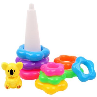Toy Ensemble Koala Flower-shaped Ring Stacking Toy, Mixed Colors, 1 Set, Korean Baby Products