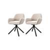 Chaise de salle à manger - MUVOE - Moderne - Pivotante - Velours beige - Avec accoudoirs