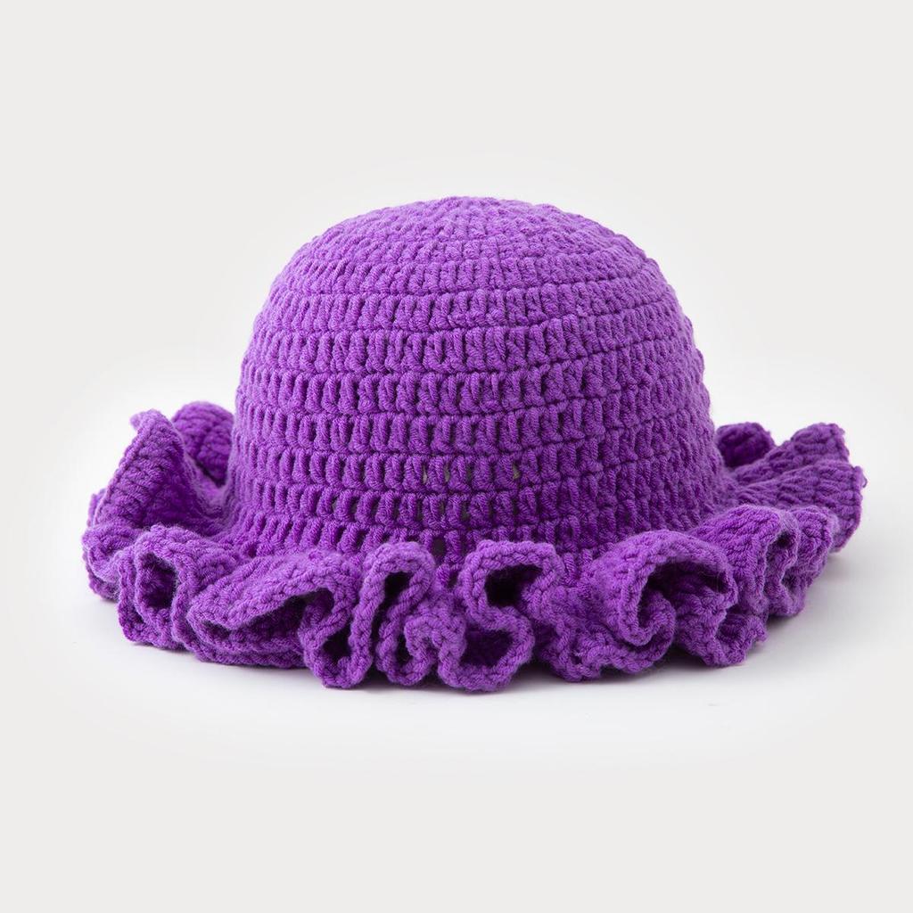Handmade Wool Knit Hat: Thick, Windproof, Simple, Versatile, Solid Color for Autumn and Winter.