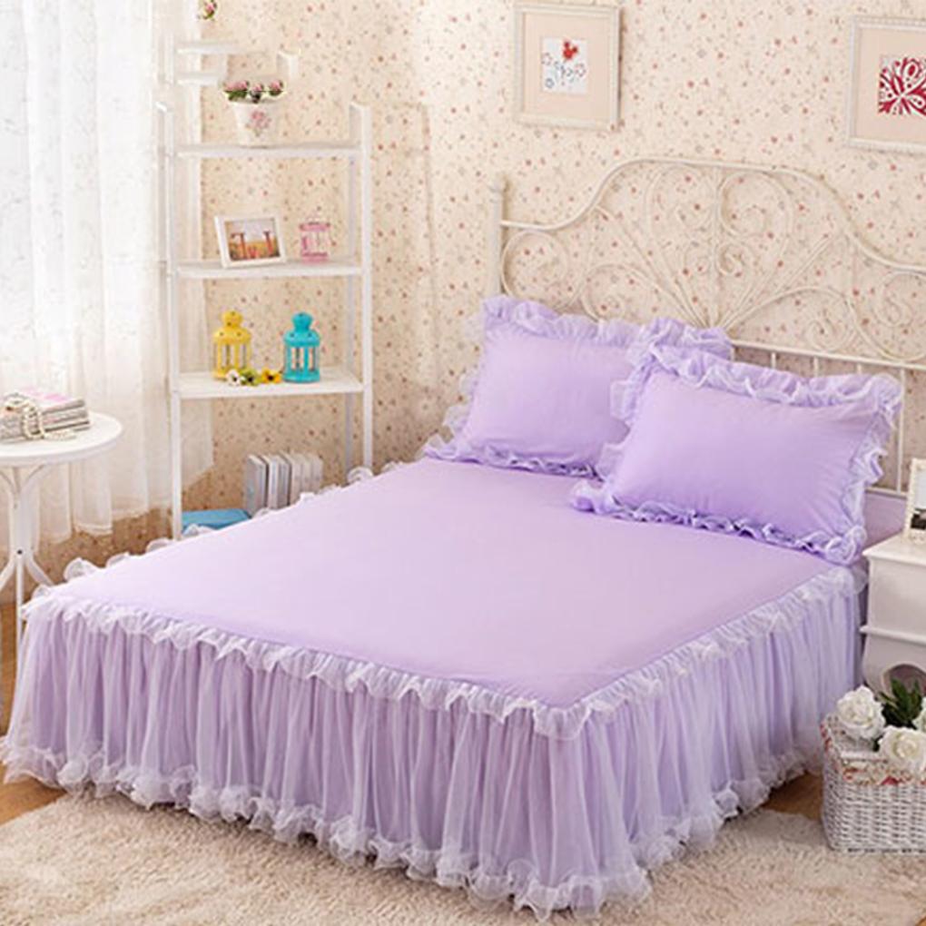 Easy To Clean Non-Slip Mattress Cover Wide Bed Skirt Elegant Princesses Bed Skirt Ruffled Bed Skirt