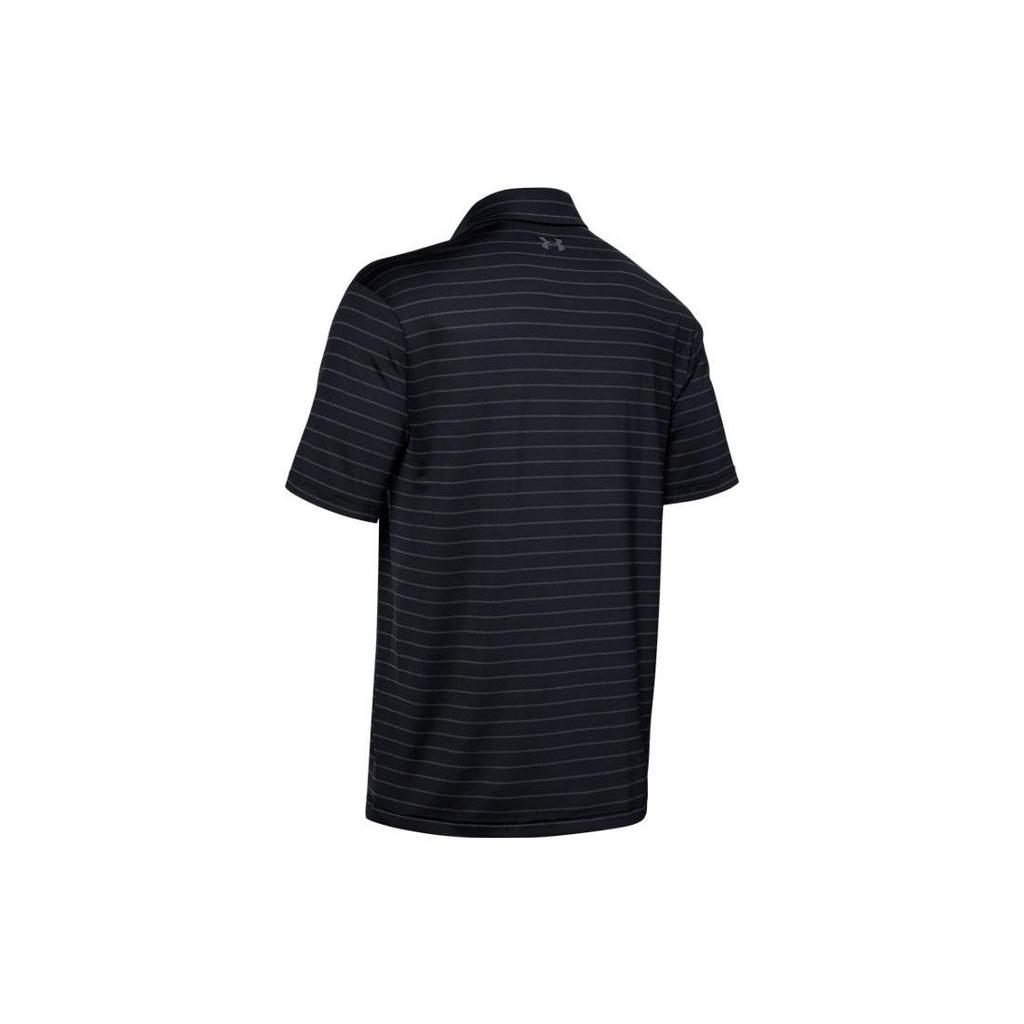 Under Armour Striped Golf Polo Shirt Men Tops Black 1351130-001
