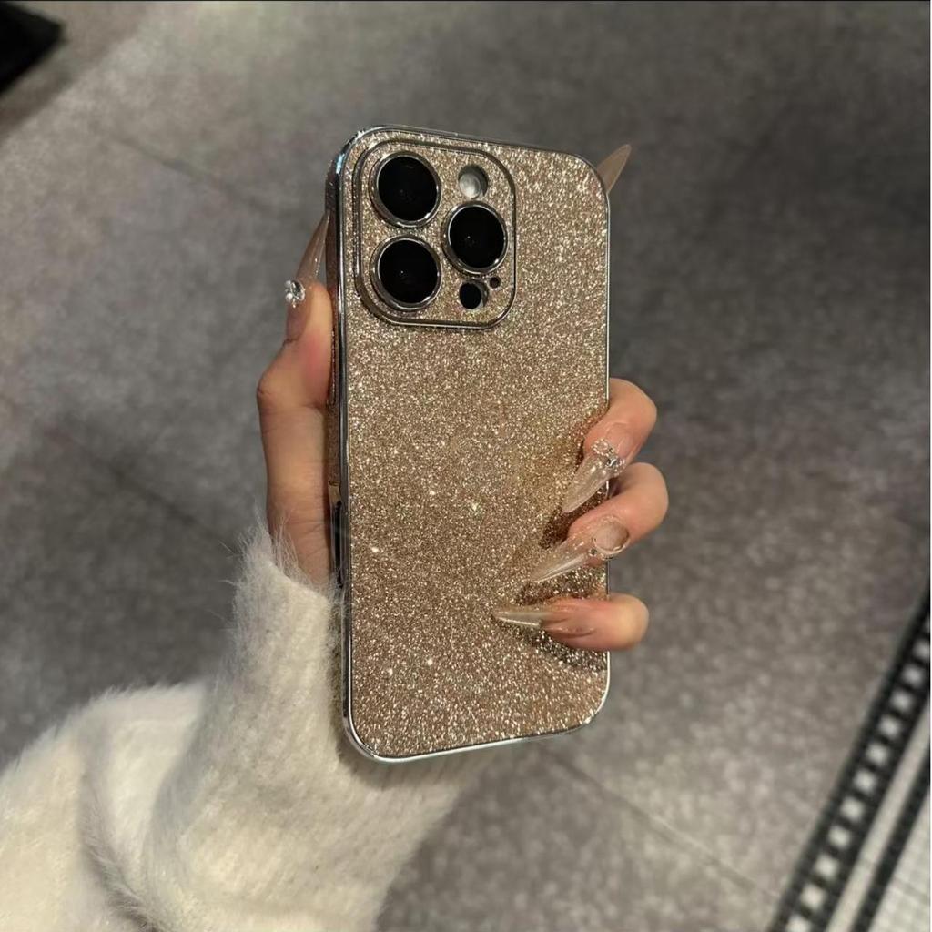 Bling Glitter Leather Case For iPhone 16 15 14 13 12 11 Pro Max Sparkling Soft Silicone Shockproof Plating Bumper Cover