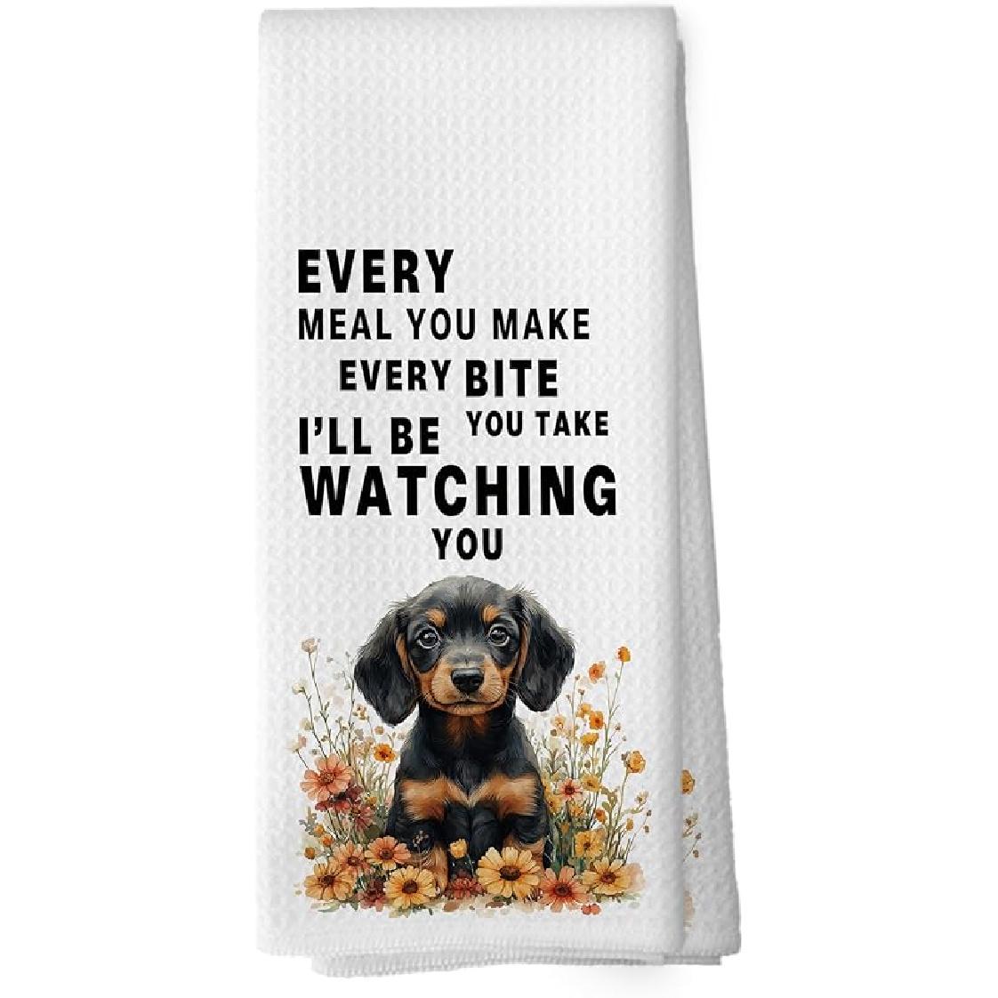 Рождественские кухонные полотенца с золотистым ретривером - Подарки для любителей золотистых ретриверов Полотенца для посуды, Подарки для мам собак Декоративные впитывающие тряпки для посуды Полотенце для рук Wiener Dog