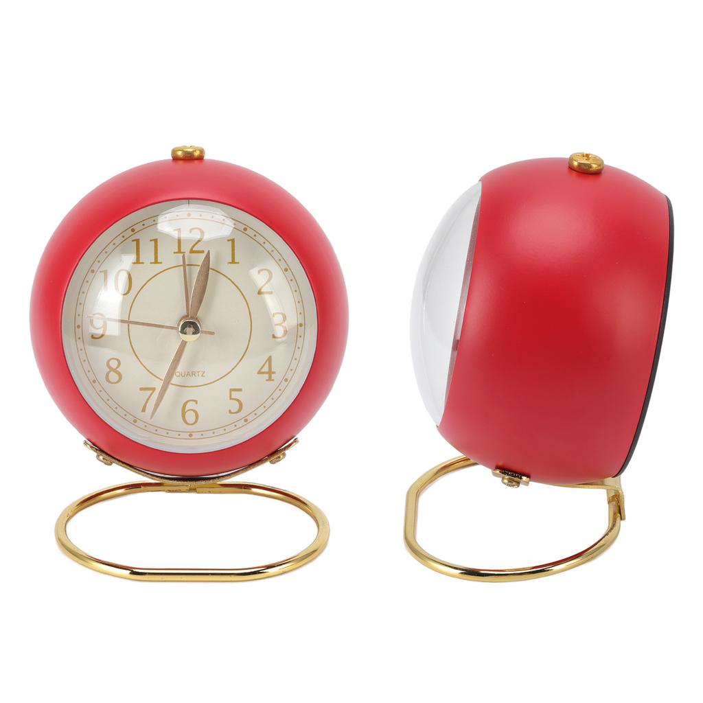 Retro Wecker Leise Dekorativ Rund Ringfuß Kleiner Quarzwecker mit Umgebungsnachtlicht