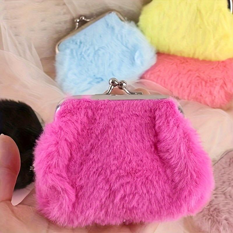 Plush Faux Fur Coin Purse for Youngsters Soft, Lightweight Snap Closure - Ideal Birthday Gift Small Purse