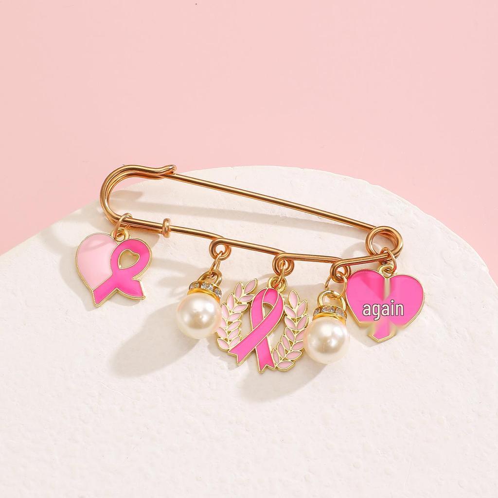 Red Ribbon Breast Cancer & AIDS Awareness Jewelry Set: Necklace, Nurse Bracelet, Badge