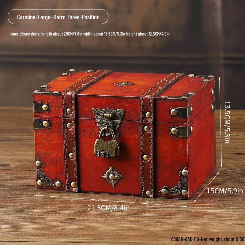 European Retro Lockable Wooden Trunk: Home Storage and Escape Room Decoration