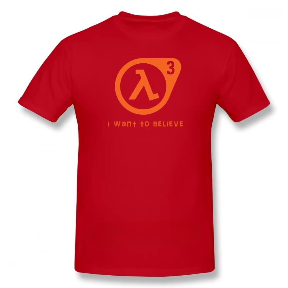 Unisex Half Life Lambda 3 Ich will glauben Grafik T-Shirt Herren Damen Retro Spiel Meme Druck Rundhals Kurzarm Locker Lässig Streetwear Tee Top
