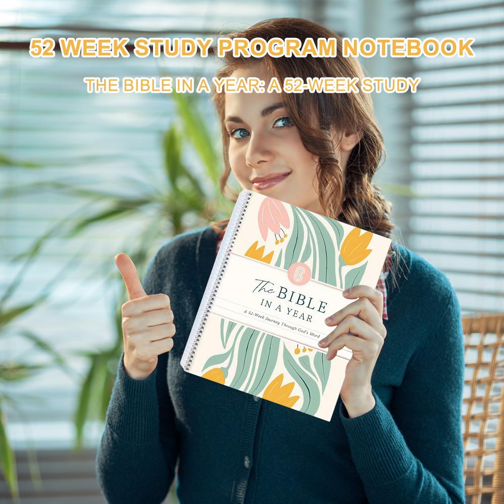 1/2PCS The Bible In A Year A 52-Week Study Notebook Multi-Purpose Womens Bible Study Plan Leak-Proof for Daily Bible Study Noteb