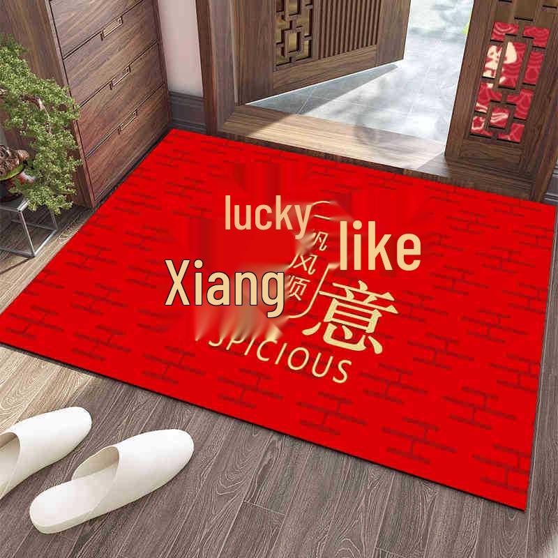 2026 New Year Red Non-slip Wear-resistant Entrance Door Mat Rug for Home and Hallway
