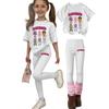 Kids Girls Printed T-Shirt and Pants Set, Casual Loose Fit, Round Neck, 2-Piece Outfit