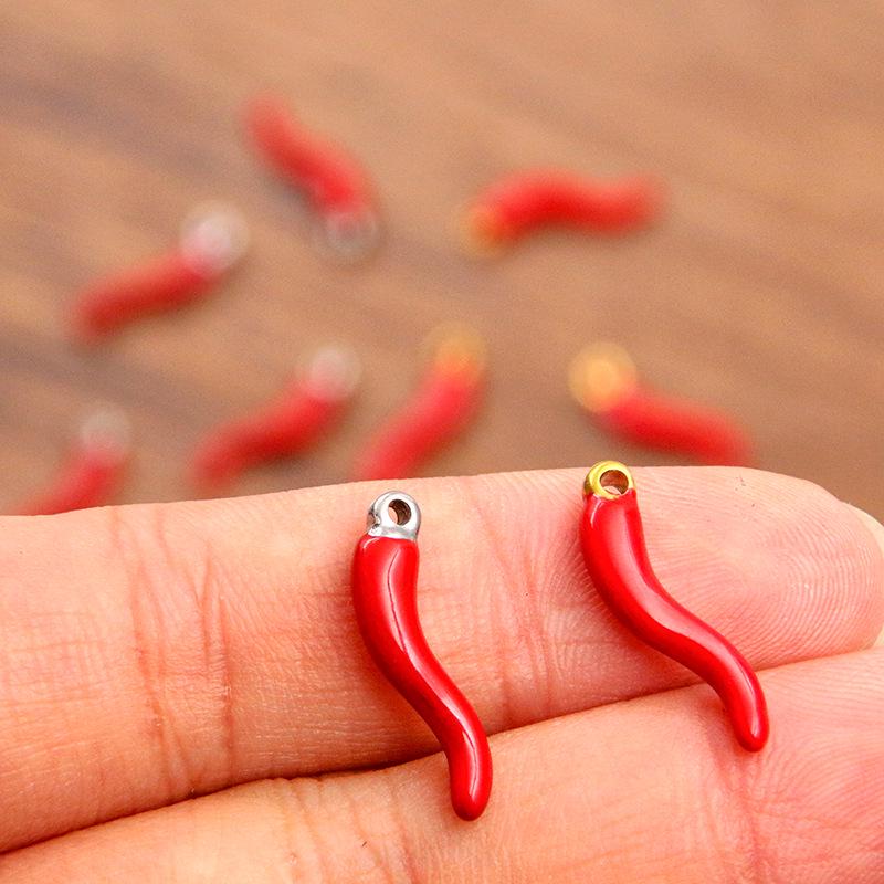 Stainless Steel Multi-Color Red Chili Pendant Charm in Two Sizes
