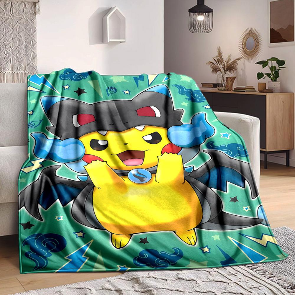 1pc Pikachu Pokémon Soft & Warm Flannel Blanket, Multi-Purpose Throw Blanket for Couch, Sofa, Office, Bed, Camping, Travel