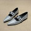 Day delivery~ Hollow knitting word belt Mary Jane shoes women's new summer breathable low heel shallow mouth single
