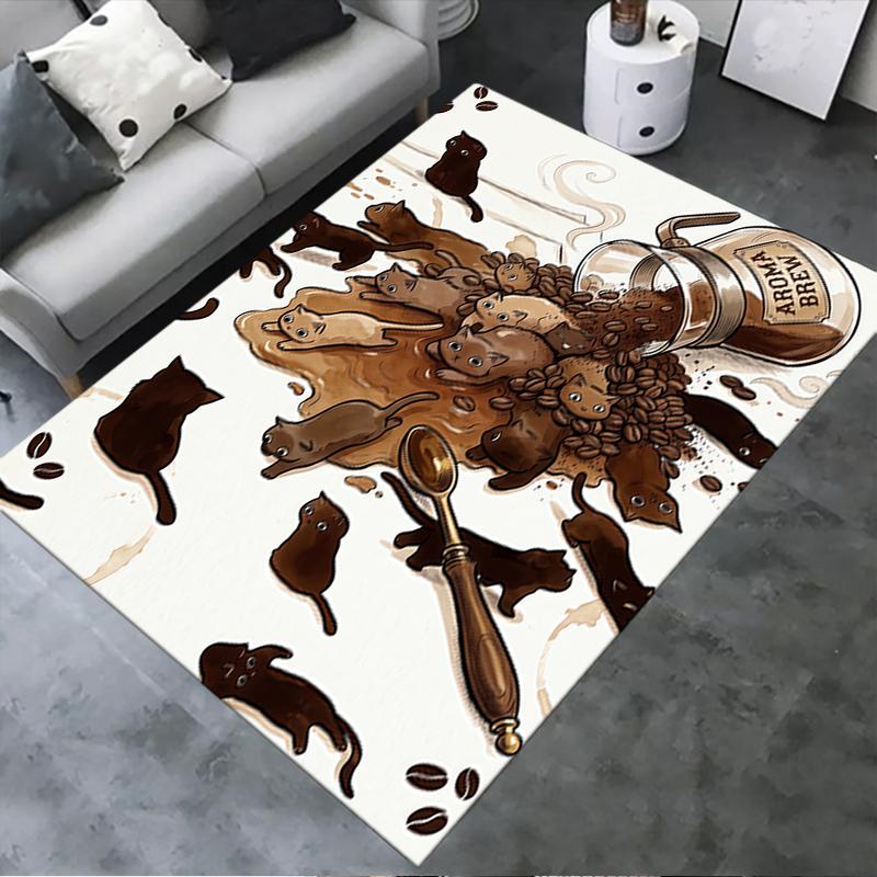 

2025 New Coffee Black Cat Carpet Rug for Living Room Bedroom Home Sofa Decoration,Kids play Non-slip Floor Mat 40x60cm( 15x23in )