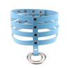 Four Row Rivet PU Leather Choker, Harajuku Punk Circular Ring Street Bar Necklace