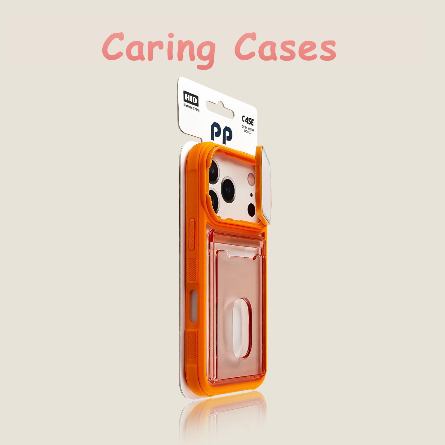 

For iPhone 17 Pro Max Case Acrylic Card Holder Clear Stand with Lens Protector Film Premium Case with iPhone 16 15 14 13 12 11 iPhone17 помаранчевий