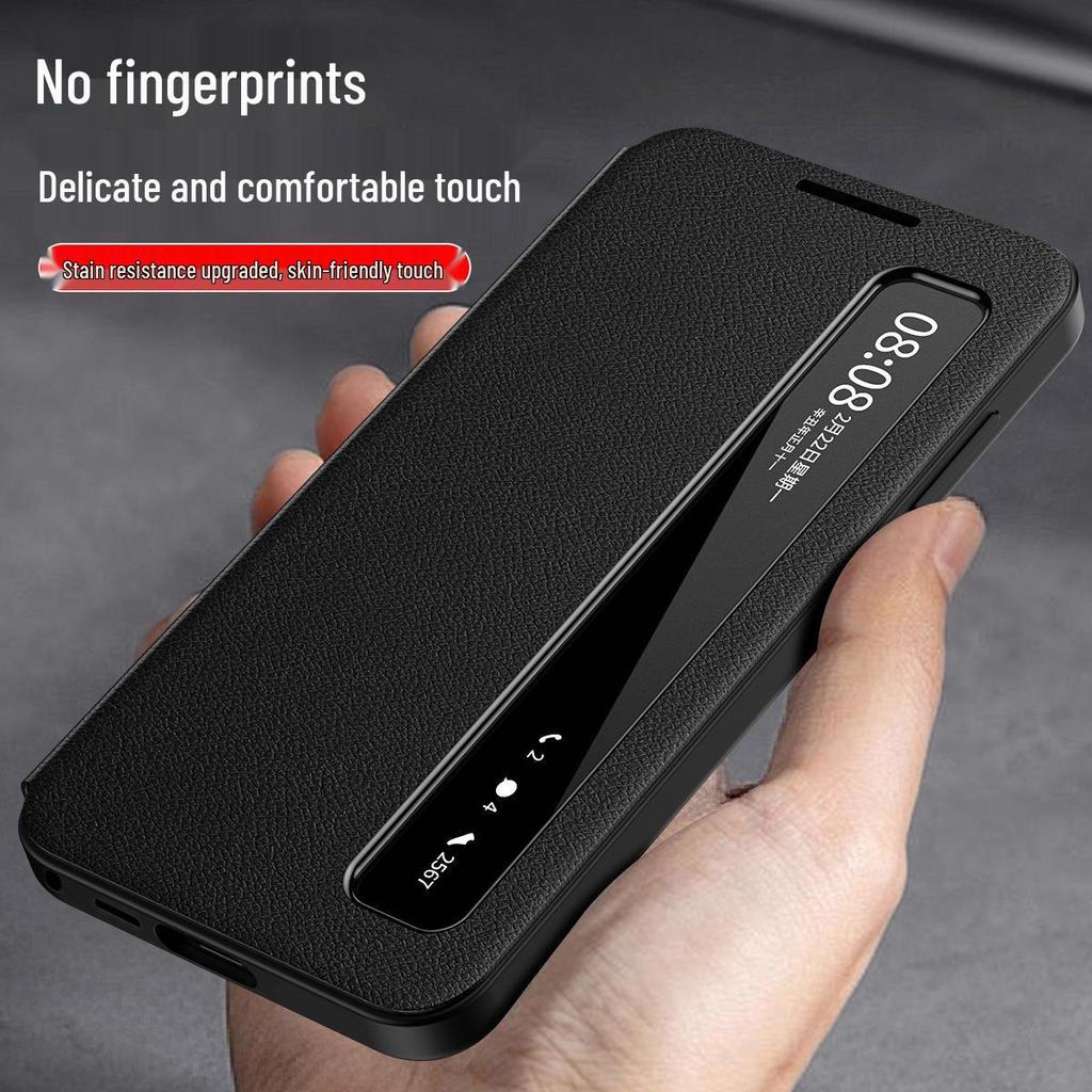Samsung S25U/S26U Leather Phone Case - Flip-Free Answering and Window Design
