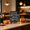 Holiday Atmosphere Home Decor Halloween Wooden Coffee Photo Frame, Retro Distressed Sign for Decorative Holder Countertop Decor, Rustic Autumn