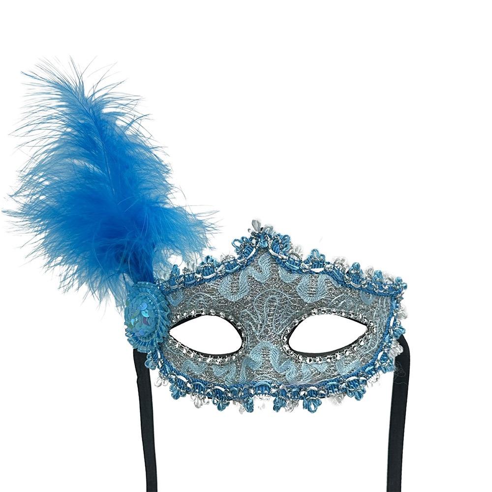 

New Lace Eye Mask Feather Lightweight Ladies Half Face Cover Carnival Party Props Cosplay Masquerade синий