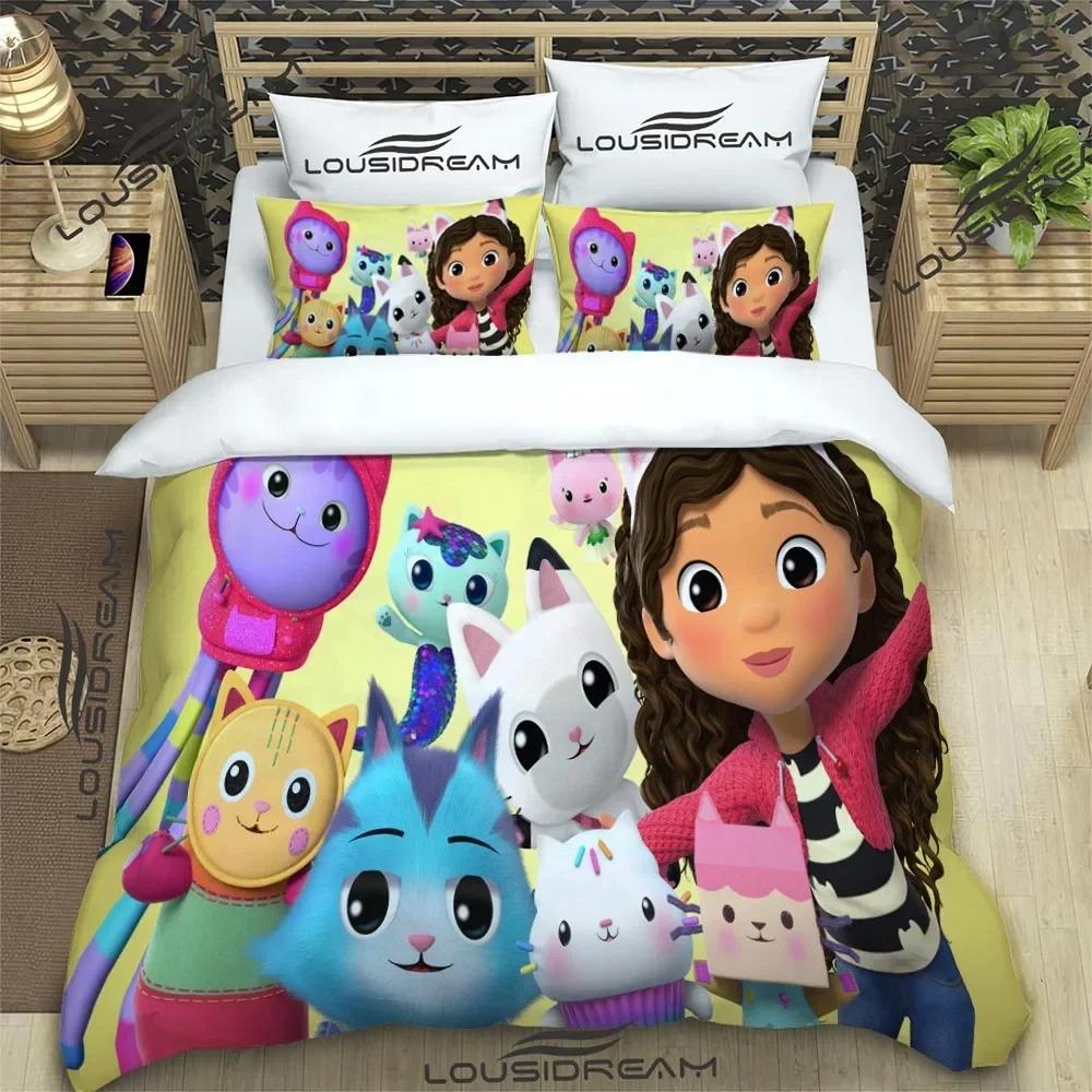 Cartoon Gabby'S Dollhouse Bedding Set For Bedroom Soft Bedspreads For Bed Linen Comefortable Duvet Cover Quilt And Pillowcase