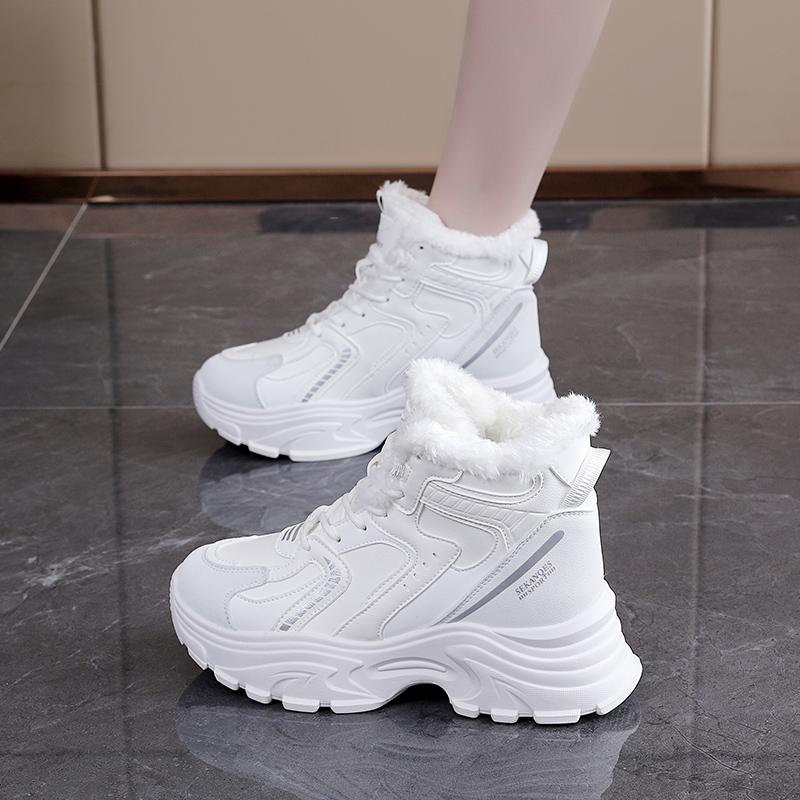 TUINANLE Winter Sneakers with Fur Shoes Woman Casual Sports Skateboard Trainers Women Comfort Warm Plush Athletic Shoes