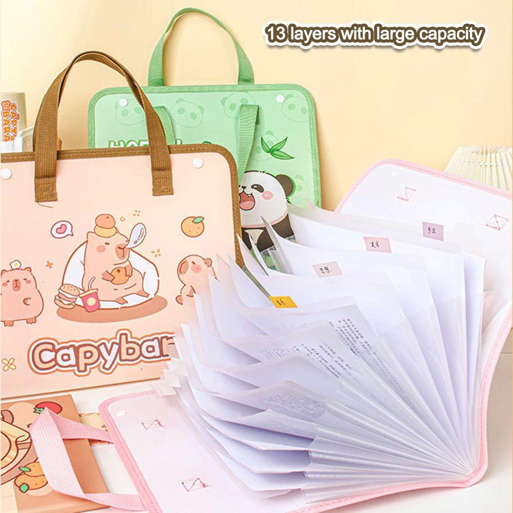 

Capybara/Panda Document Bag Multi-layer Expanding File Bag Portable Organ Bags Students