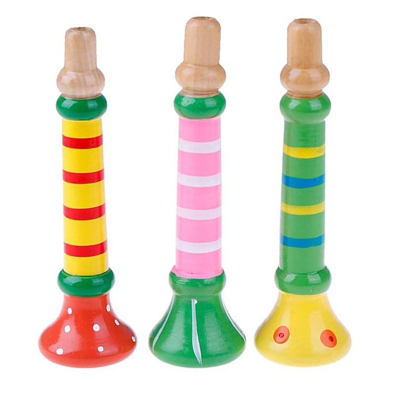 2 Stück Holz Trompeten Pfeife Horn Musikinstrument Festival Party Aufführungs Requisiten für Anfänger Unterhaltungszubehör TMZ