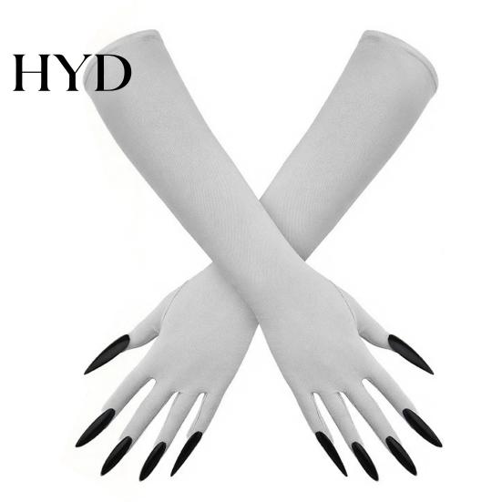 Creepy Long Nail Gloves 1 Pair Halloween Ghost Claw Gloves, Fingernail Witch Costume Durable Party Handwear Accessory, Dark Performance Prop