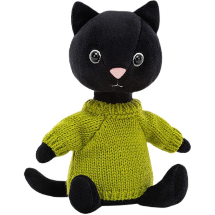 

JELLYCAT кошка вязаный котенок лайм кукла плюшевая кукла высота сидя 22 см