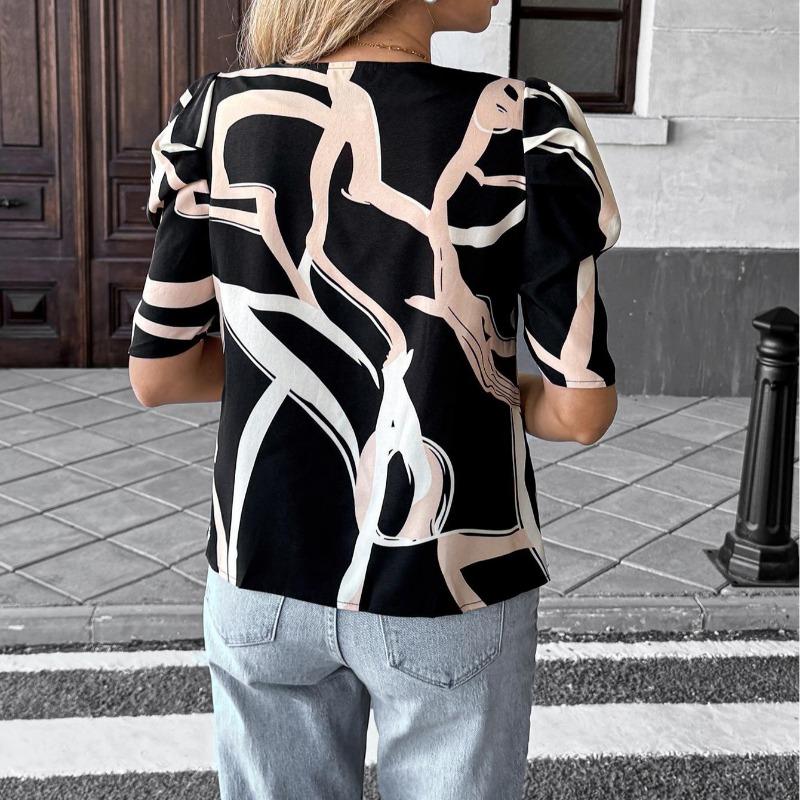 Lässiger Urlaubsstil Bedrucktes Halbarmhemd Damenbekleidung für den Sommer