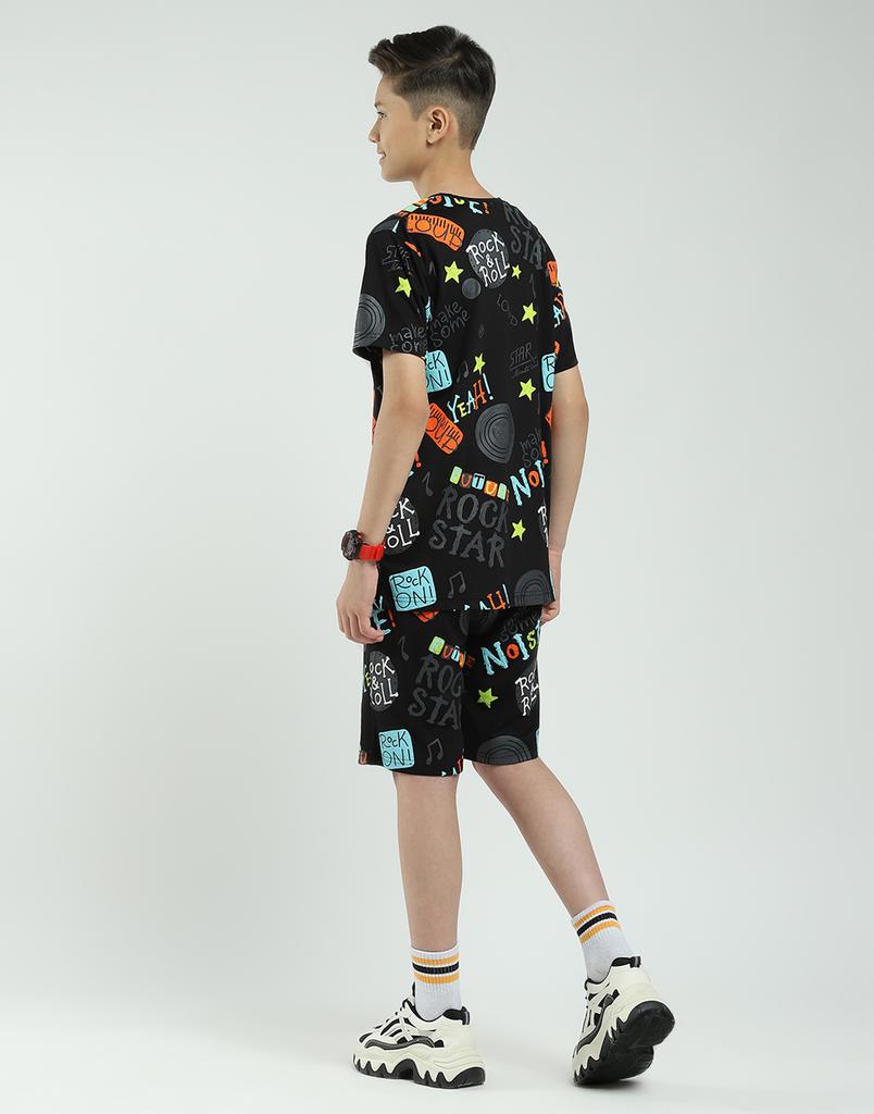 MONTE CARLO Boys Printed Round Neck Bermuda Set