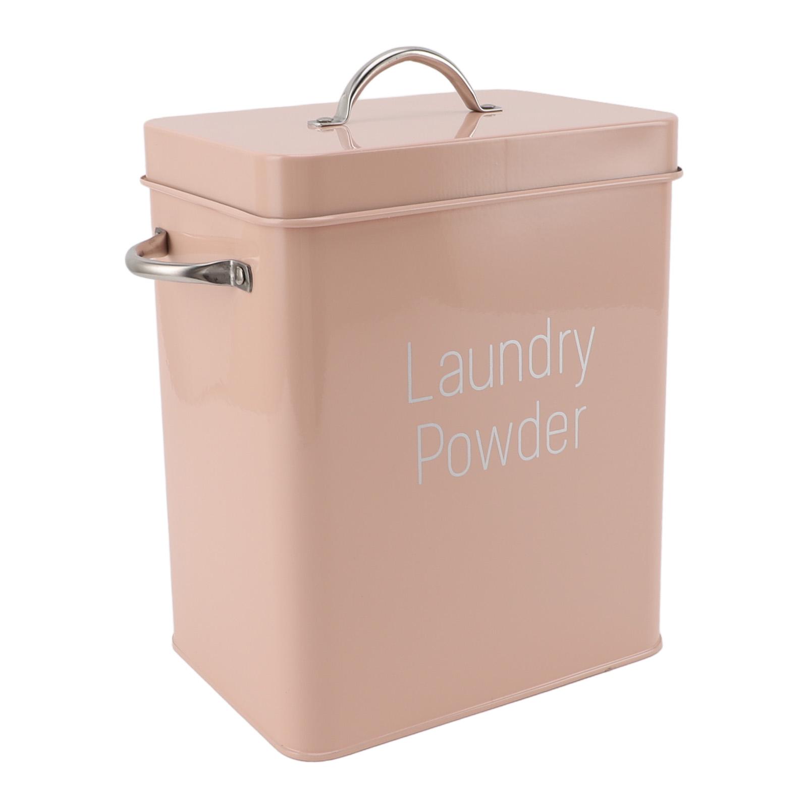 

Металлический контейнер для прачечной с двойными боковыми ручками и крышкой-ложкой, контейнер для стирального порошка в стиле фермерского дома для стирки розовый