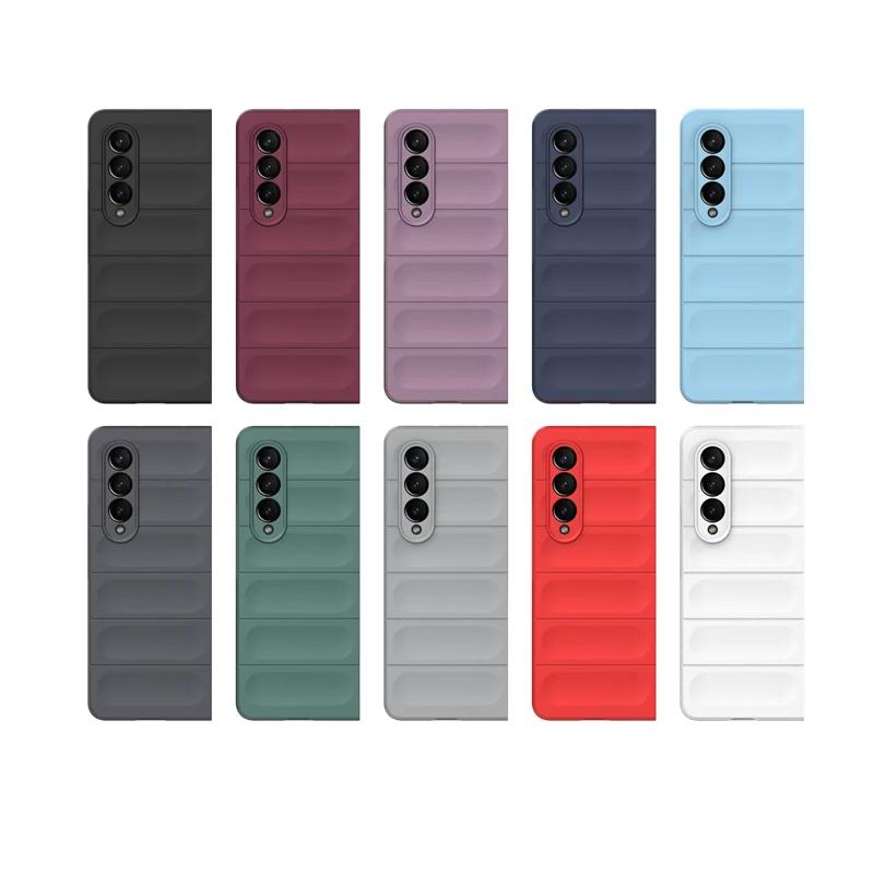 For Samsung Galaxy Z Fold4 3 5 5g Back Cover Phone Case Soft Liquid Silicone Anti-fall Shockproof Armor Protect Funda Coque