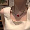Clear and Cool Red Bean Necklace, Light Luxury and High-end, Collarbone Chain, Personalized and Niche Design, Short Necklace