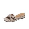 Retro French woven polka dot one-word slippers women's summer wear new sandals thick-soled thick-soled wedge sandals