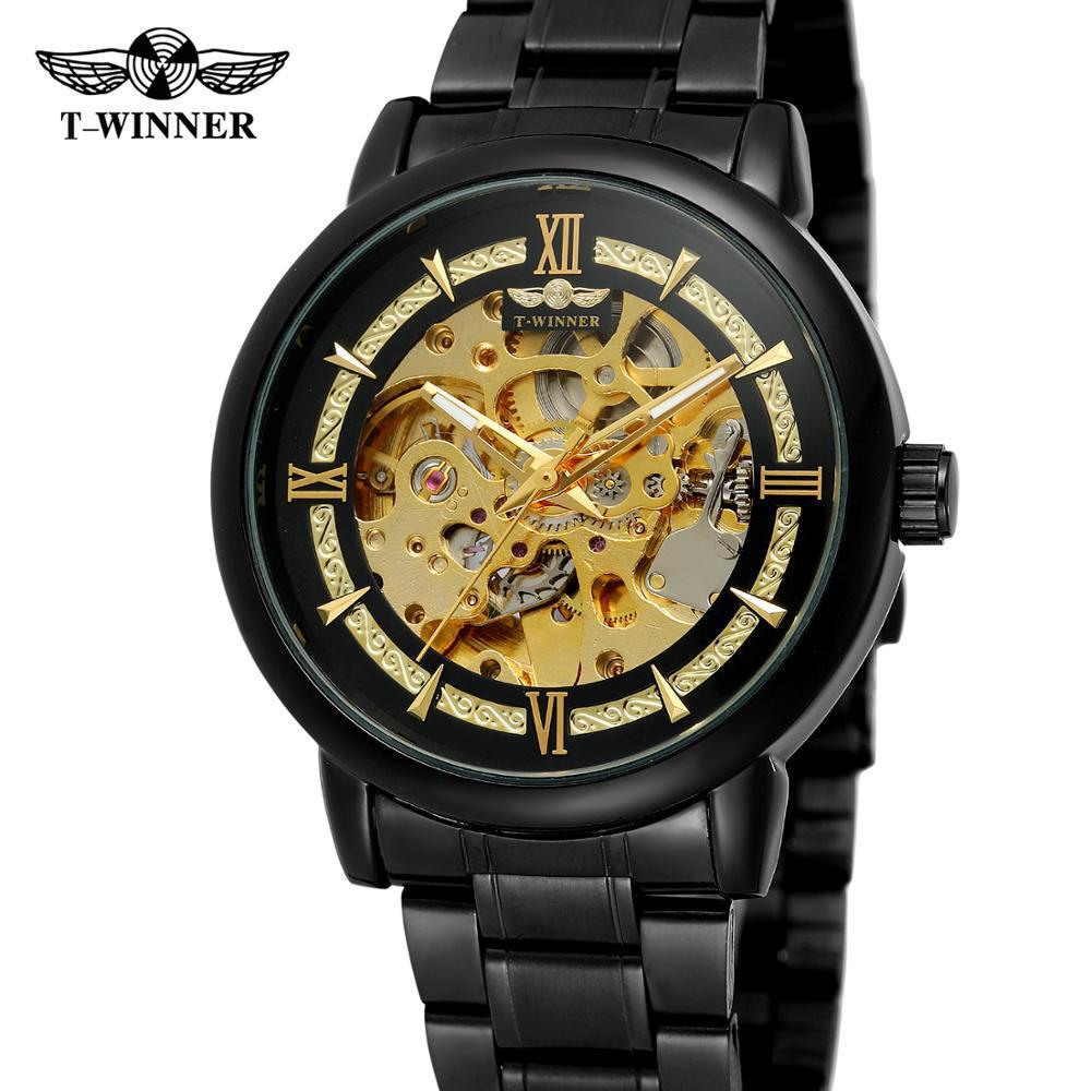 Winner Style Men'S Fashion Casual Hollow Mechanical Movement, Automatic Mechanical Watch
