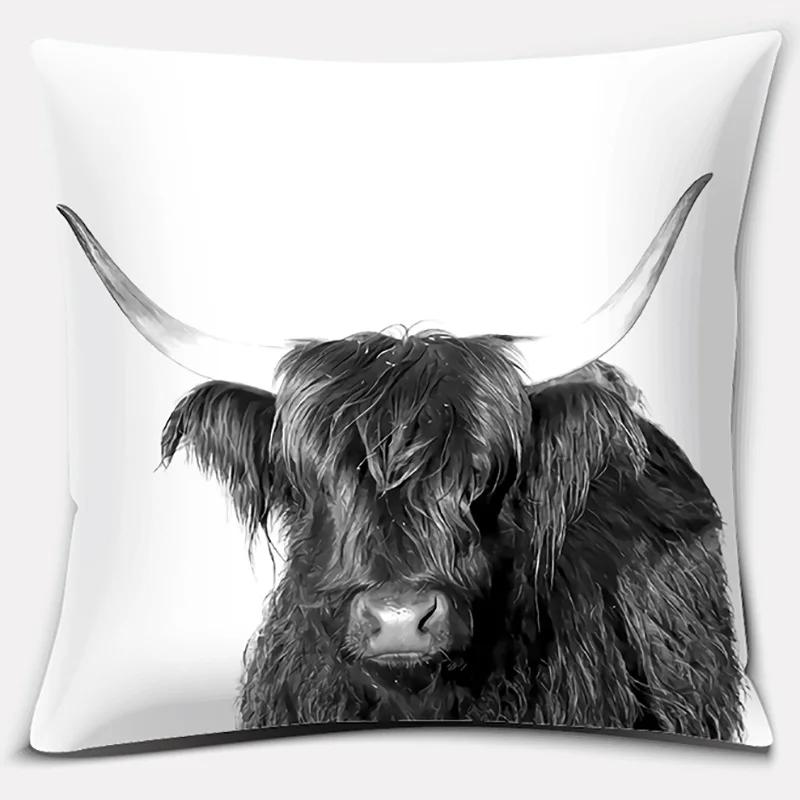 (18 Inches * 18 Inches) Scottish Highland Cow Pattern Super Soft Pillow Case Sofa Cushion Cushion Decorative Pillow