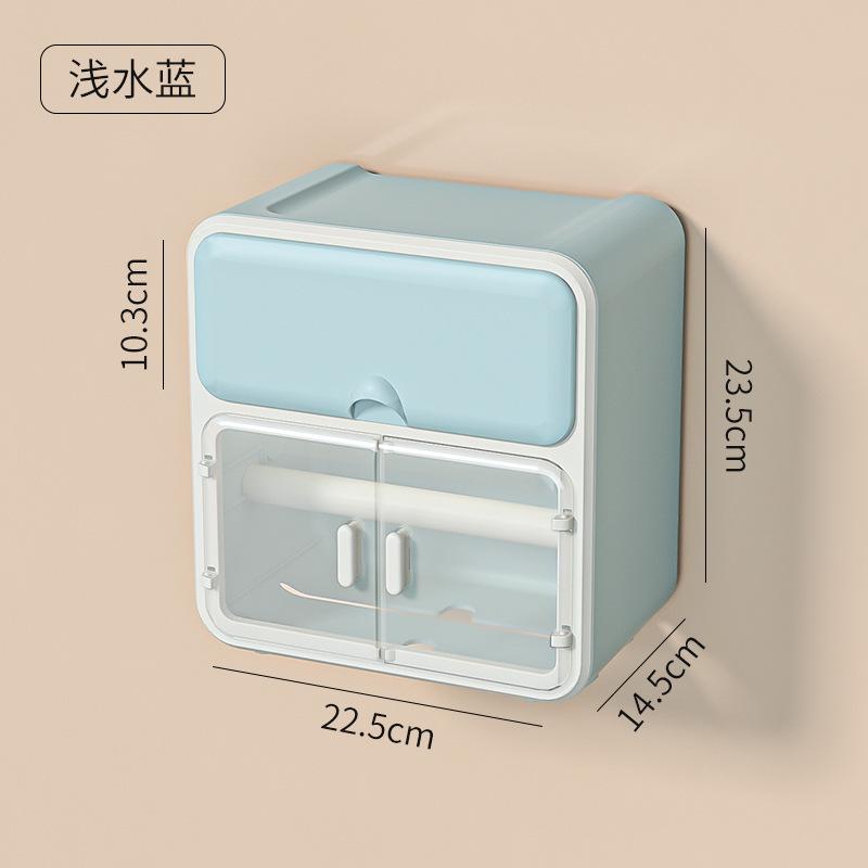 No punching wall hanging tissue box, bathroom storage rack, multi-functional pumping carton, waterproof and dustproof creative storage