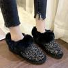 Fashion Female Shoes Outdoor Ankle Women's Boots Warm Snow Boots Women Rhinestones Round Toe Slip On Low Heel Shoes Women