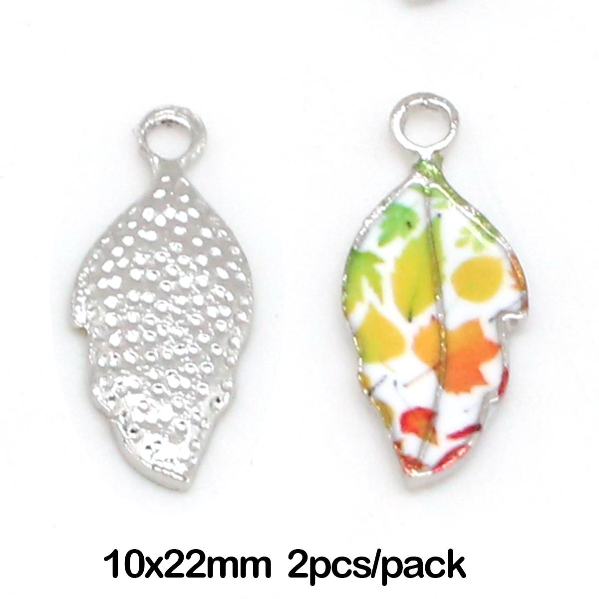 

10x22 мм 2/5 шт. цинковый сплав эмаль листья форма кулон бусины для изготовления ювелирных изделий 10x22mm 2pcs оранжевый