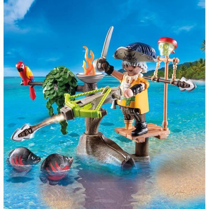 PLAYMOBIL 71795 Pirate avec arbalète et poissons à viser, Les pirates, 31 pièces, Dès 4 ans