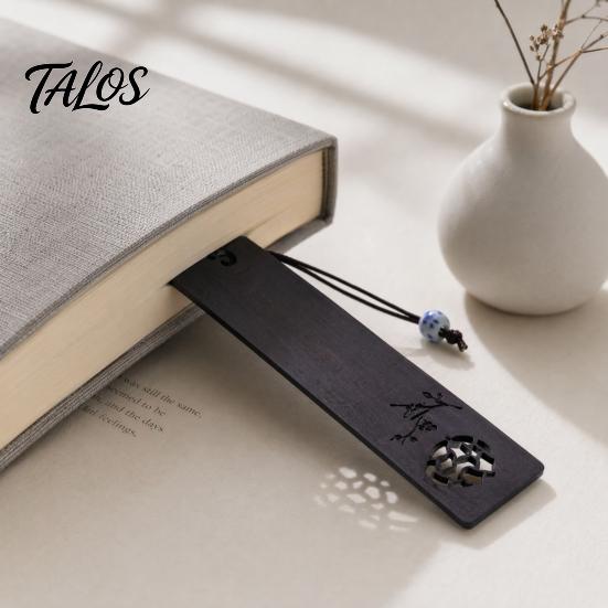Talos Spring Window Cutout Bookmark, Rosewood Redwood Page Marker, Hollow Carved Wood Bookmark for Readers, Literary Gift