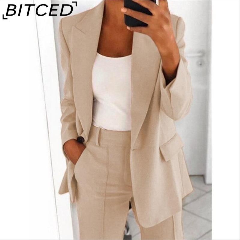 BITCED Women's Autumn Fashion: Tailored Collared Cardigan with Elegant Blazer Silhouette