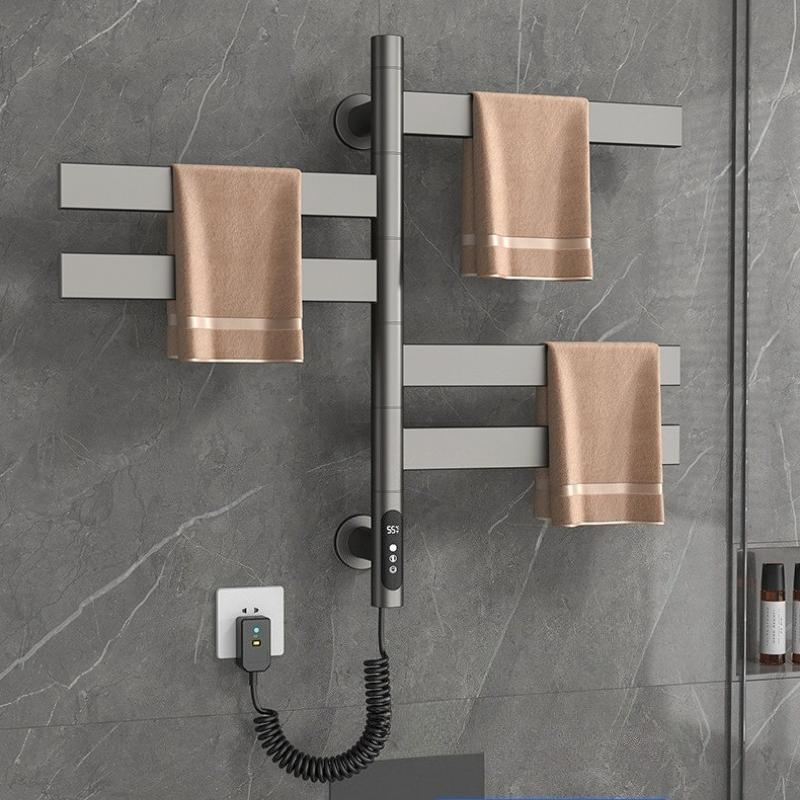Stainless Steel Towel Bars Intelligent Heating Towel Bars Bathroom Drying Storage Rack Modern Multifunctional Storage Rack