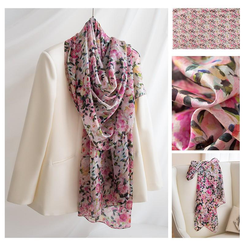 Luxus-Seidenschal Damen 100% Reine Maulbeerseide Langer Wickelschal Leichtes Accessoire Elegantes Geschenk Mama
